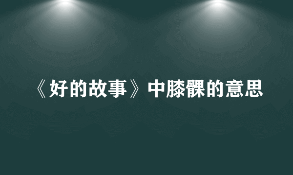 《好的故事》中膝髁的意思