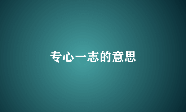 专心一志的意思