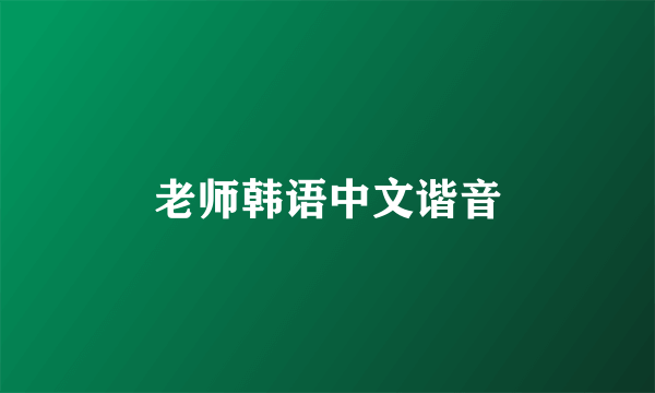 老师韩语中文谐音