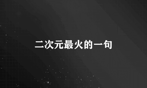 二次元最火的一句