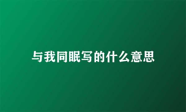 与我同眠写的什么意思