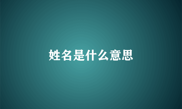 姓名是什么意思
