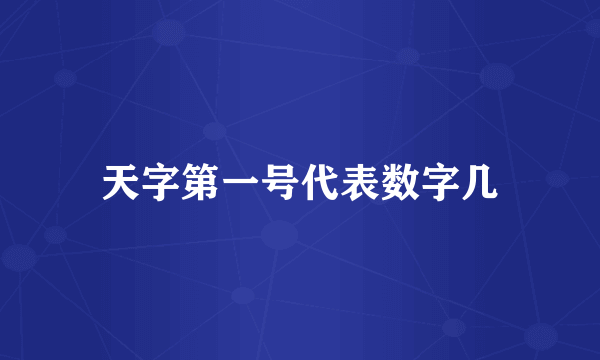 天字第一号代表数字几