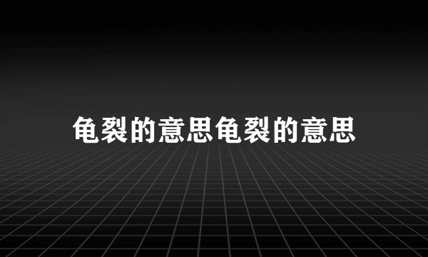 龟裂的意思龟裂的意思