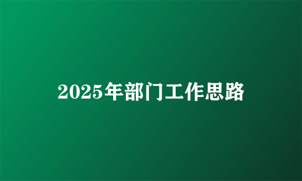 2025年部门工作思路