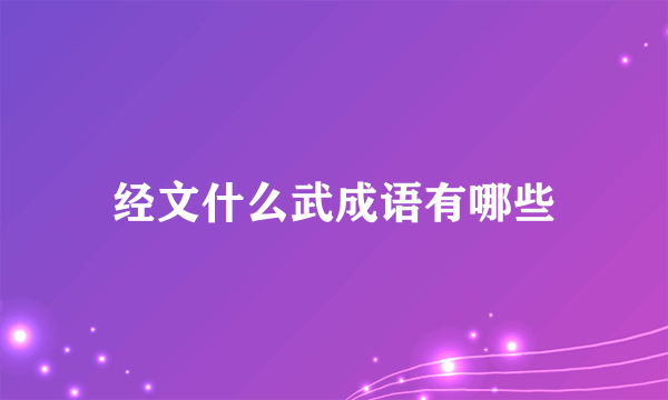 经文什么武成语有哪些