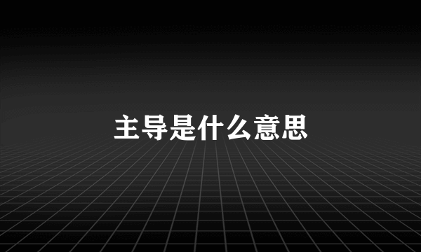主导是什么意思