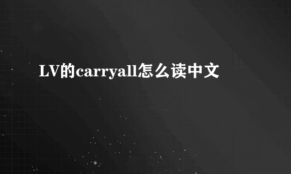 LV的carryall怎么读中文