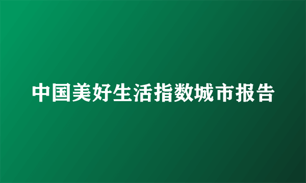 中国美好生活指数城市报告