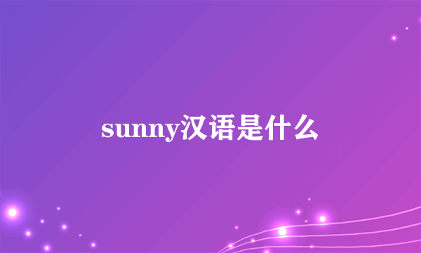 sunny汉语是什么