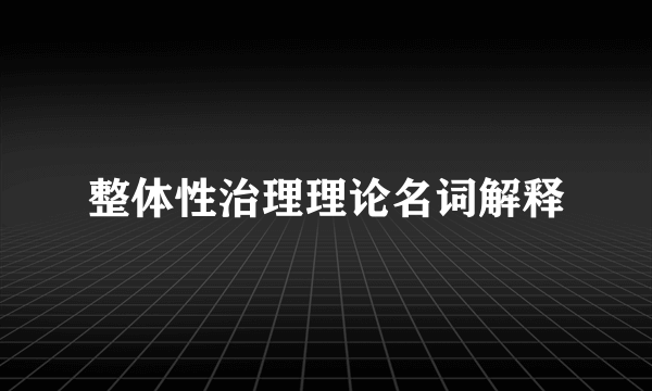 整体性治理理论名词解释
