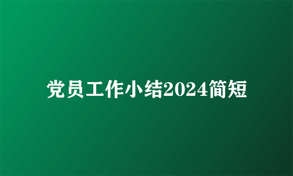 党员工作小结2024简短