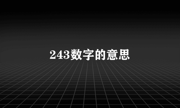 243数字的意思