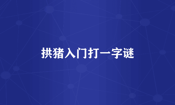 拱猪入门打一字谜