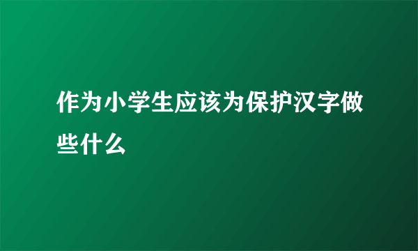 作为小学生应该为保护汉字做些什么