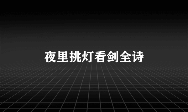 夜里挑灯看剑全诗