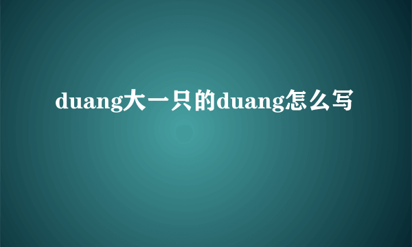 duang大一只的duang怎么写