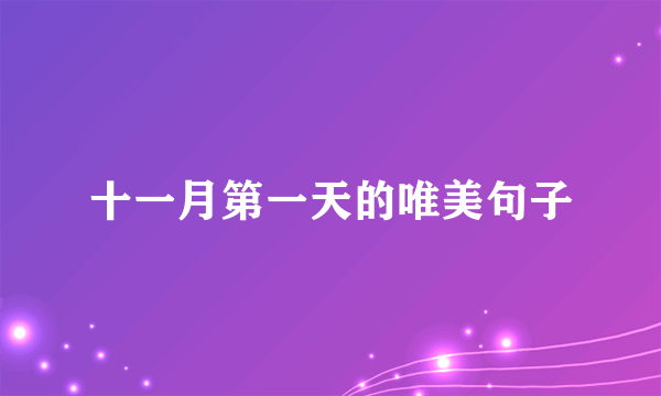十一月第一天的唯美句子