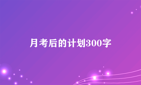月考后的计划300字