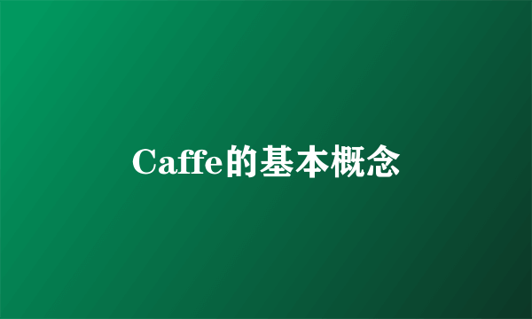Caffe的基本概念
