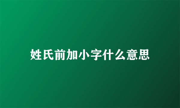 姓氏前加小字什么意思