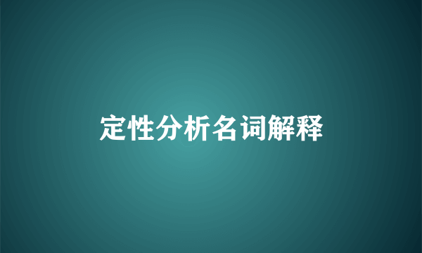 定性分析名词解释