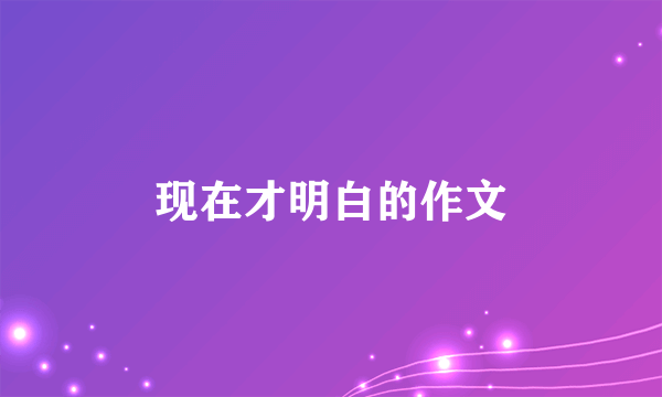 现在才明白的作文