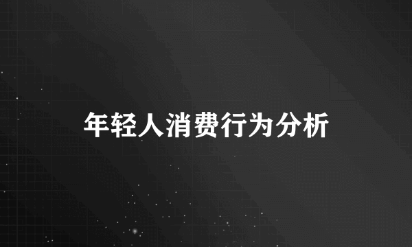 年轻人消费行为分析