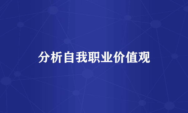 分析自我职业价值观