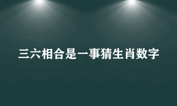 三六相合是一事猜生肖数字