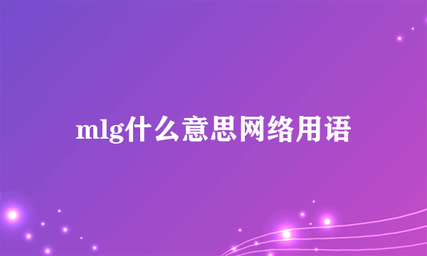 mlg什么意思网络用语