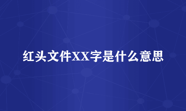 红头文件XX字是什么意思