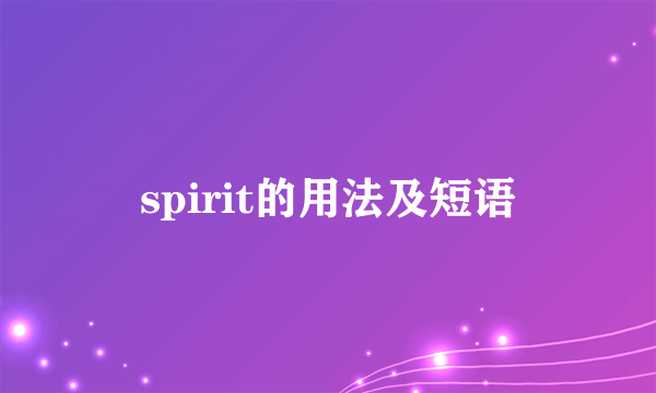 spirit的用法及短语