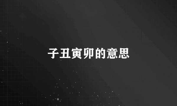 子丑寅卯的意思