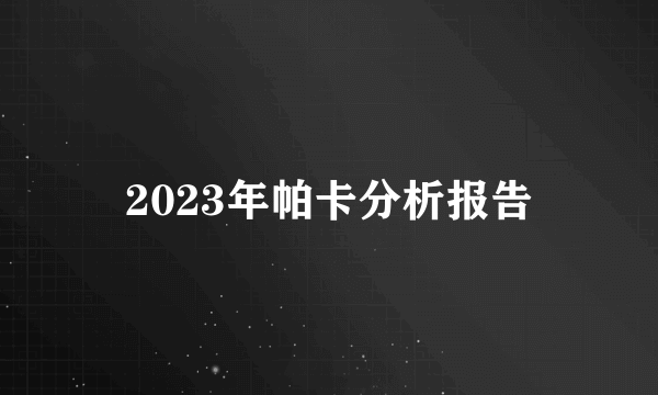 2023年帕卡分析报告