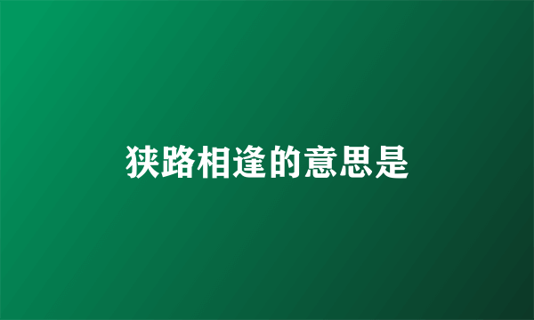 狭路相逢的意思是