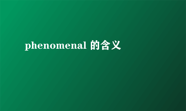 phenomenal 的含义