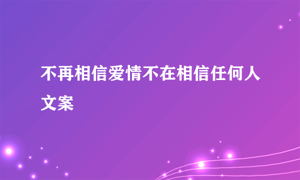 不再相信爱情不在相信任何人文案