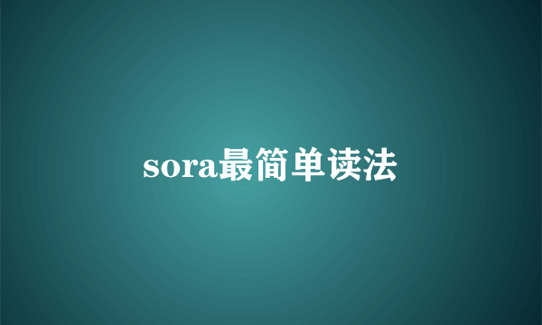 sora最简单读法