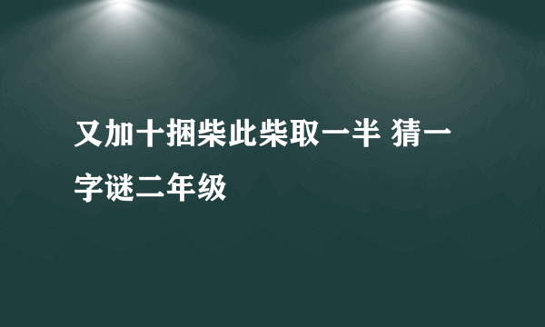 又加十捆柴此柴取一半 猜一字谜二年级