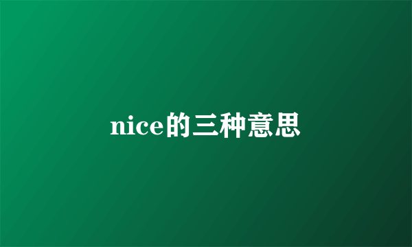 nice的三种意思