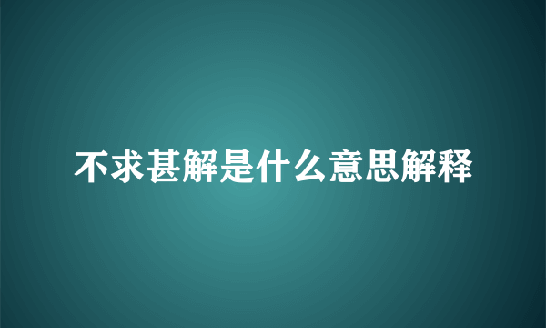 不求甚解是什么意思解释