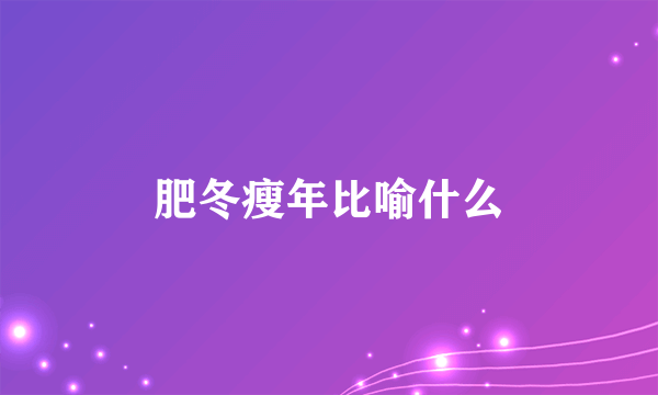 肥冬瘦年比喻什么