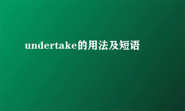 undertake的用法及短语