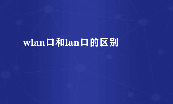 wlan口和lan口的区别