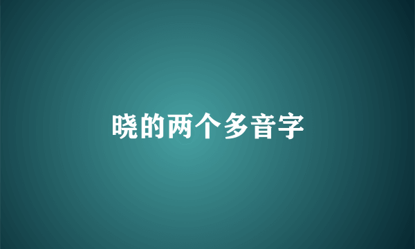 晓的两个多音字