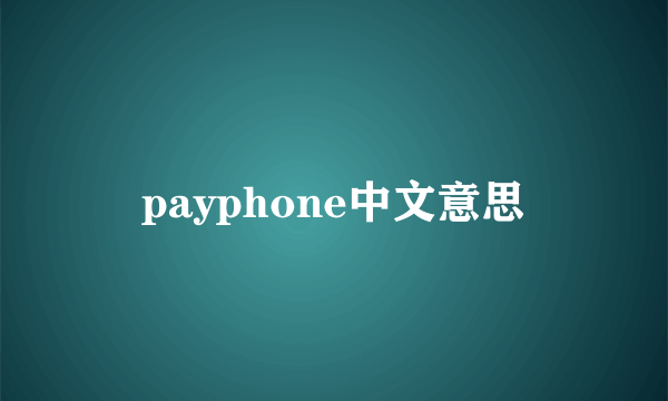 payphone中文意思