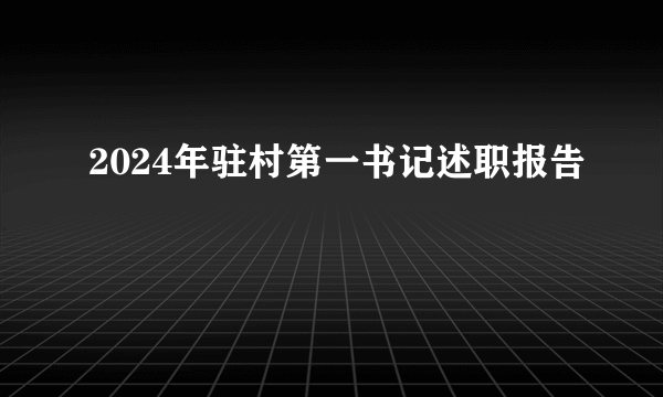 2024年驻村第一书记述职报告