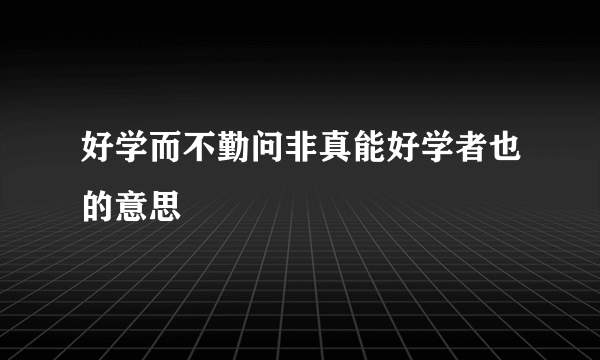 好学而不勤问非真能好学者也的意思