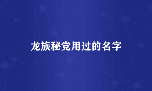 龙族秘党用过的名字